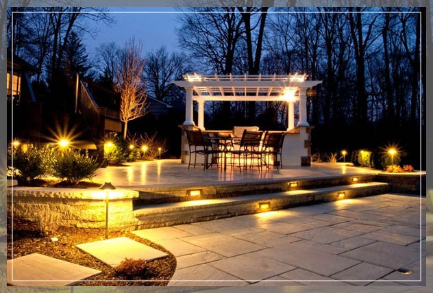 garden lighting in walls and path