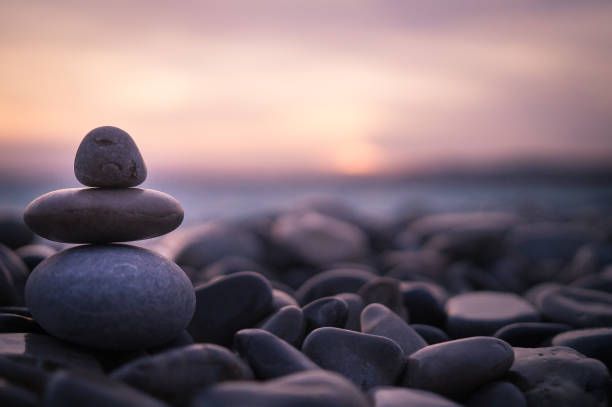 Sunset on pebbles 