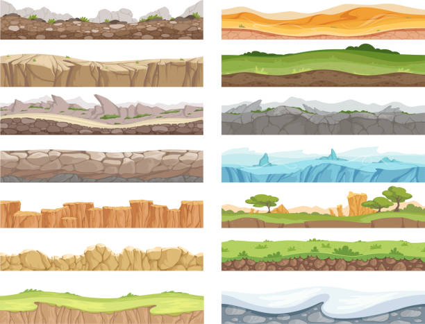 Illustrations of different soil landscapes and cross-sections